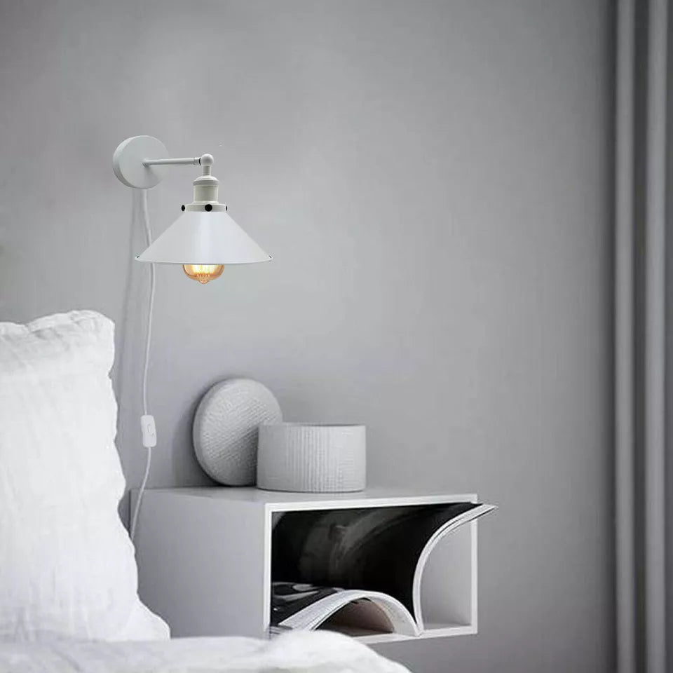 Modern Industrial Plug-in Metal Wall Sconce with Dimmer Switch