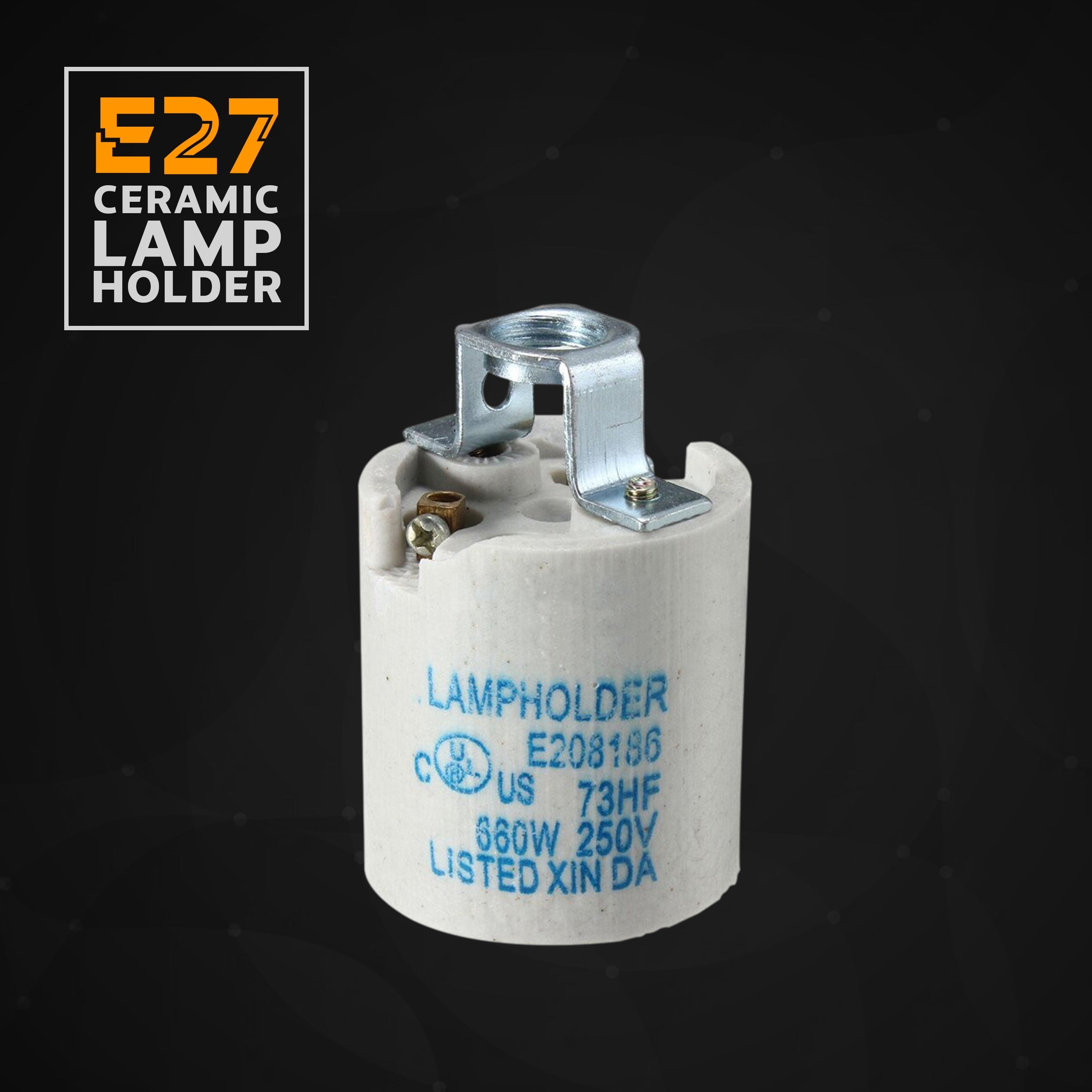 Durable White Ceramic E27 Edison Screw Lamp Holder - Heat Resistant Vintage Lighting Socket