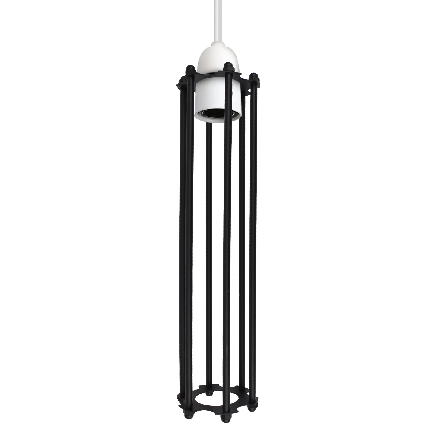 Vintage Industrial Metal Wire Cage Pendant Light Shade Tube Design Fixture
