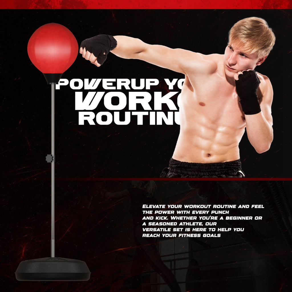 Adult Free Standing Punching Bag Set with Gloves, Adjustable Height