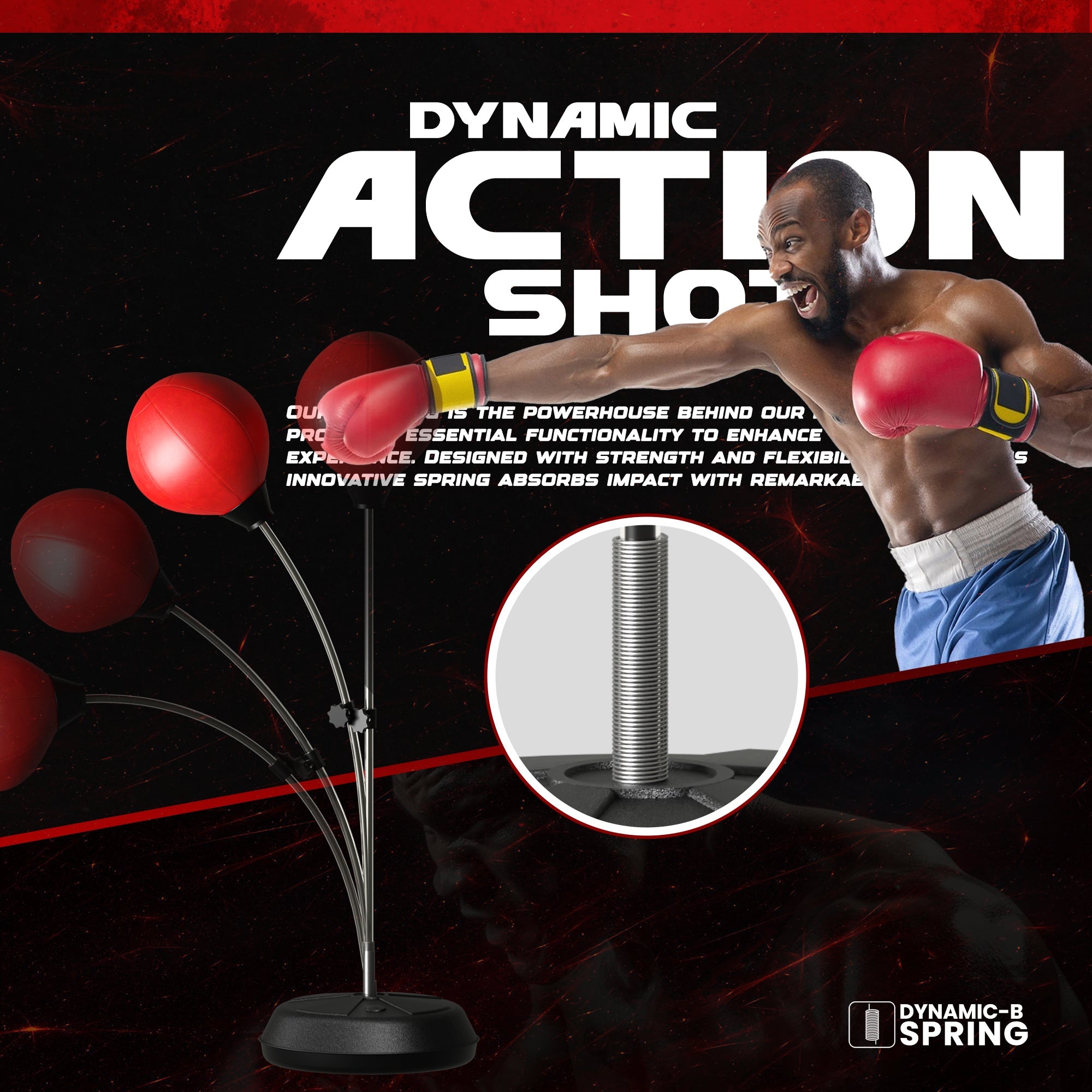 Adult Free Standing Punching Bag Set with Gloves, Adjustable Height