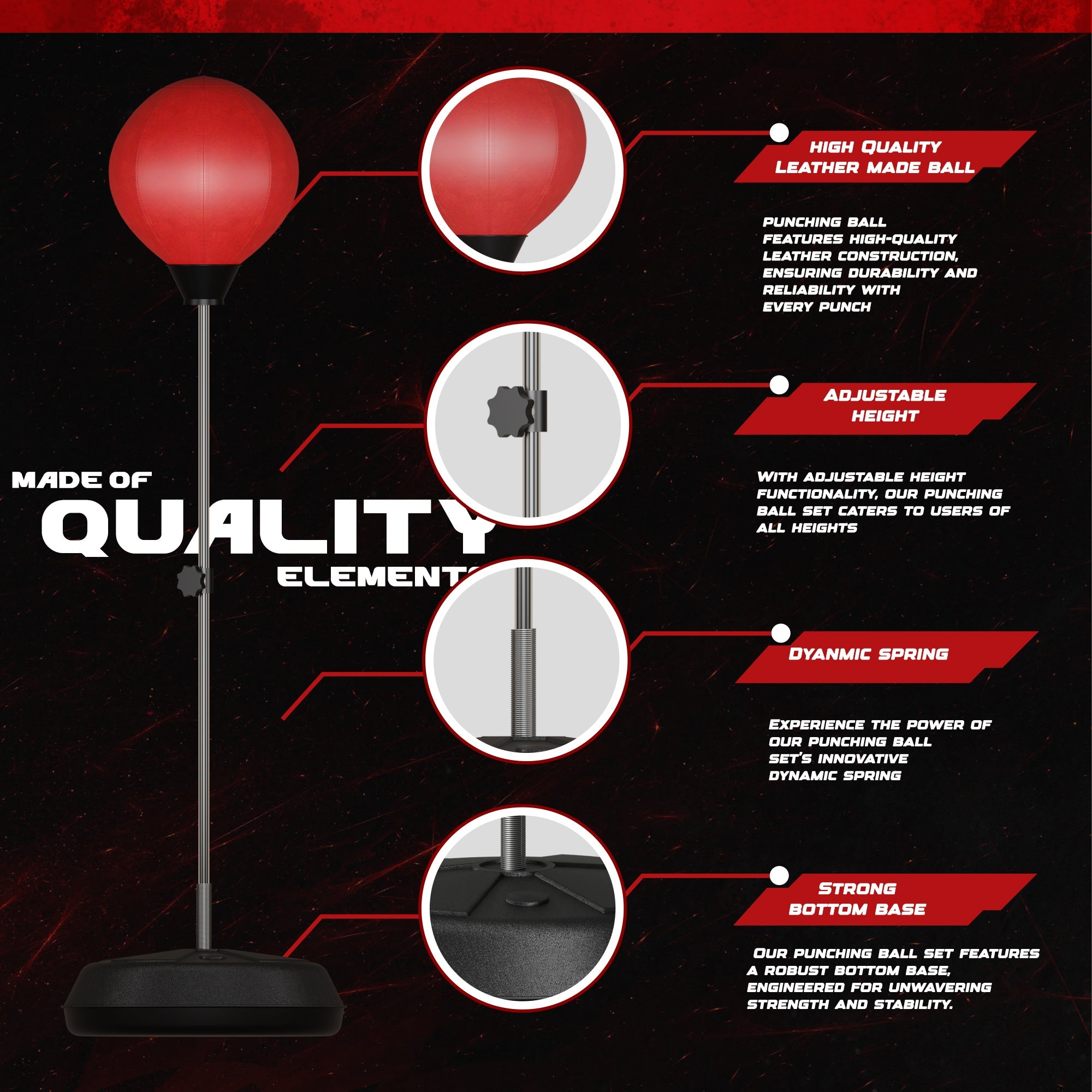 Adult Free Standing Punching Bag Set with Gloves, Adjustable Height