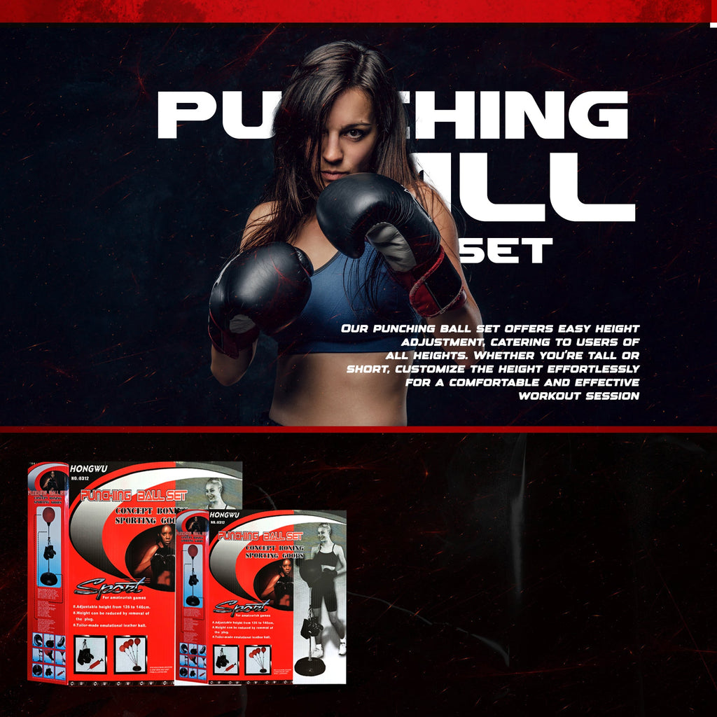 Adult Free Standing Punching Bag Set with Gloves, Adjustable Height