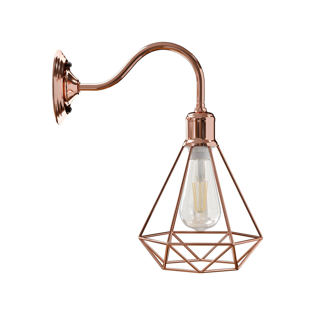Modern Vintage Industrial Rose Gold Cage Wall Light Sconce Fixture Fitting