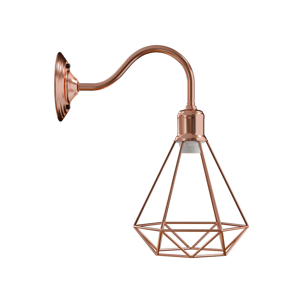 Modern Vintage Rose Gold Industrial Wall Sconce Light Cage Lamp Fixture