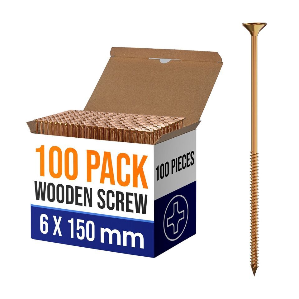 Yellow Passivated Flat Head Self-Tapping Wood Screws Trade Pack