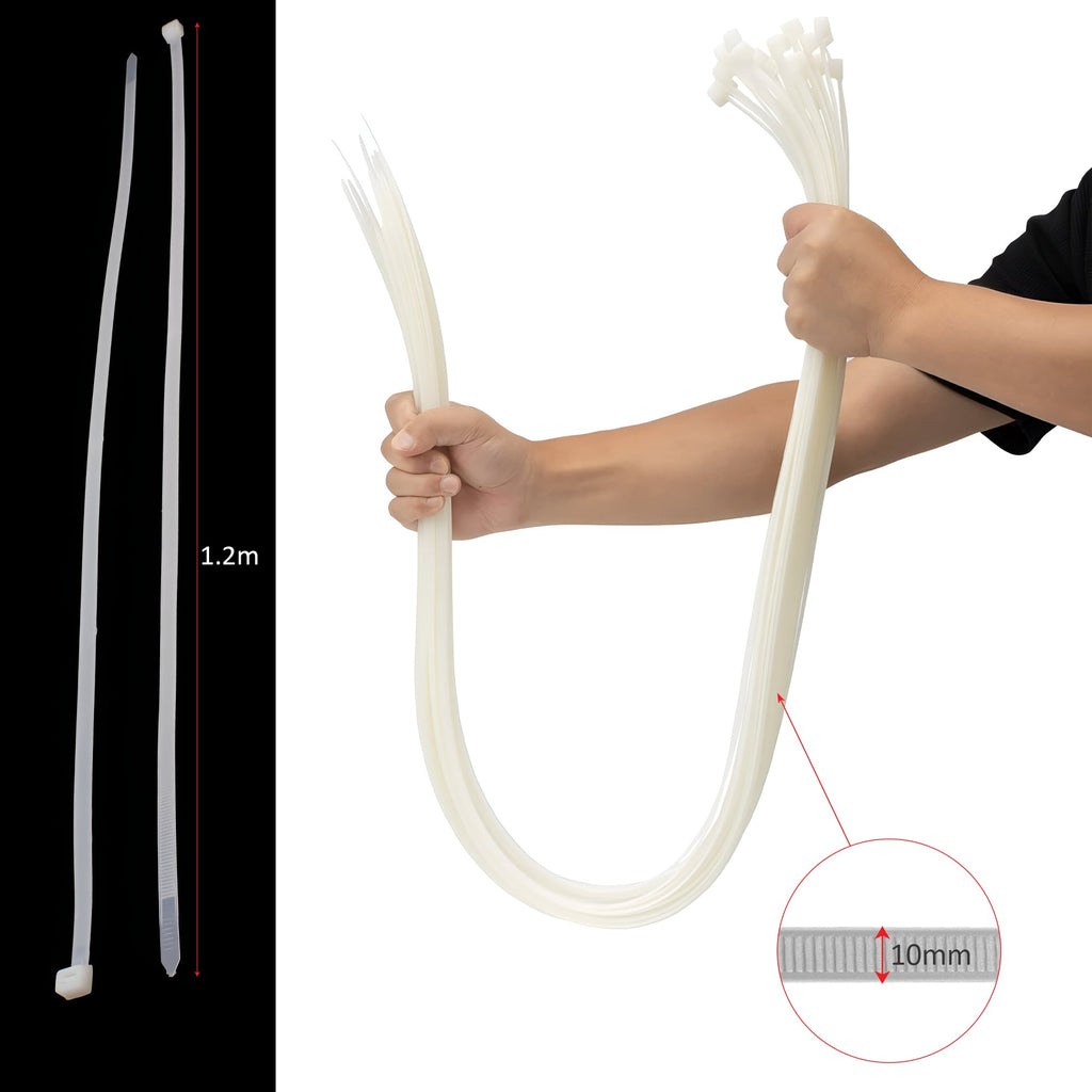 Durable White Nylon Self-Locking Cable Zip Ties for Secure Wire Management