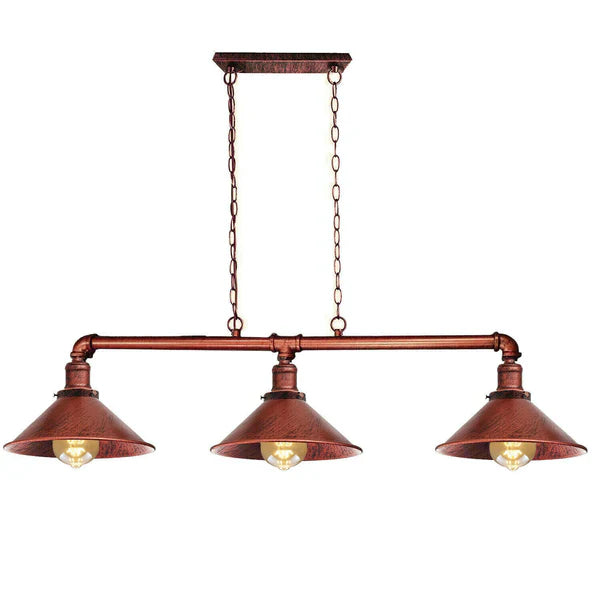 Industrial Steampunk 3-Bulb Metal Pipe Pendant Light for Kitchen & Dining