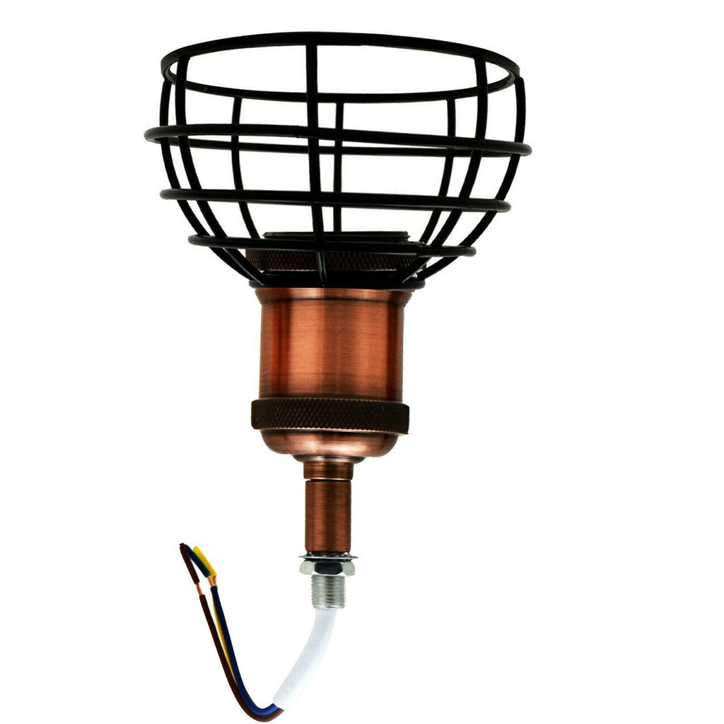 Retro Industrial Black Metal Wire Cage Easy-Fit Pendant Lamp Shade Cover