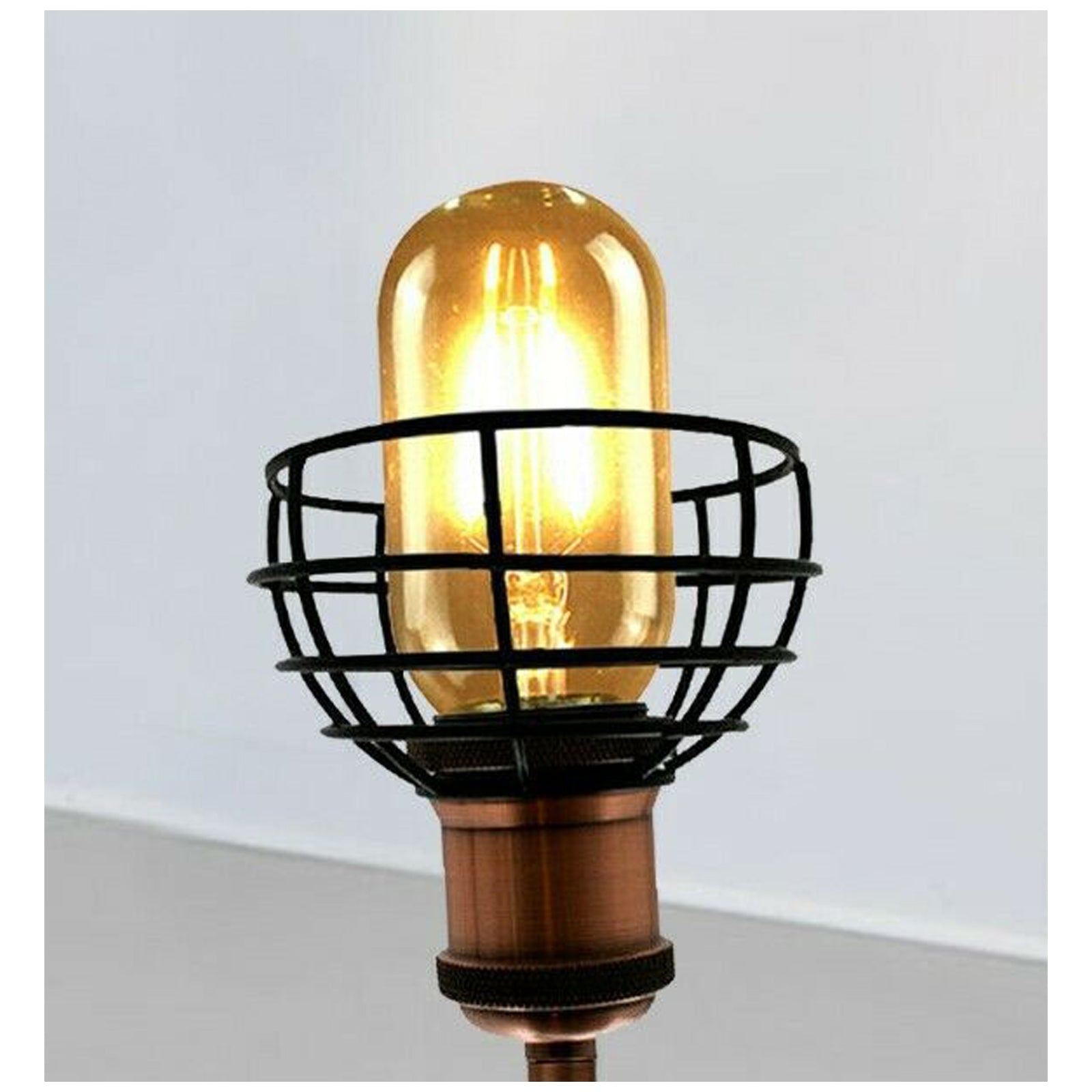 Retro Industrial Black Metal Wire Cage Easy-Fit Pendant Lamp Shade Cover