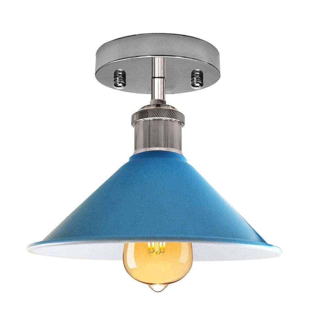 Industrial Flush Mount Cone Ceiling Light, Vintage Retro Style for Living Room