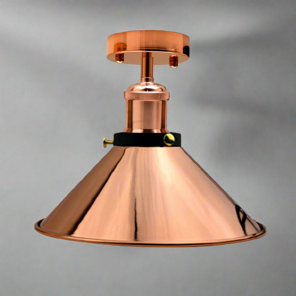 LEDSone Vintage Steampunk Industrial Table Lamp with Flat Metal Shade
