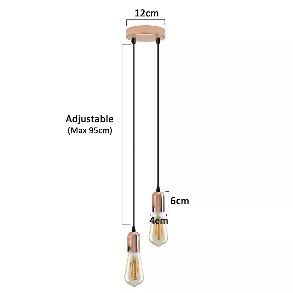Vintage E27 Metal 2 head Ceiling Pendant Light Fitting~5663