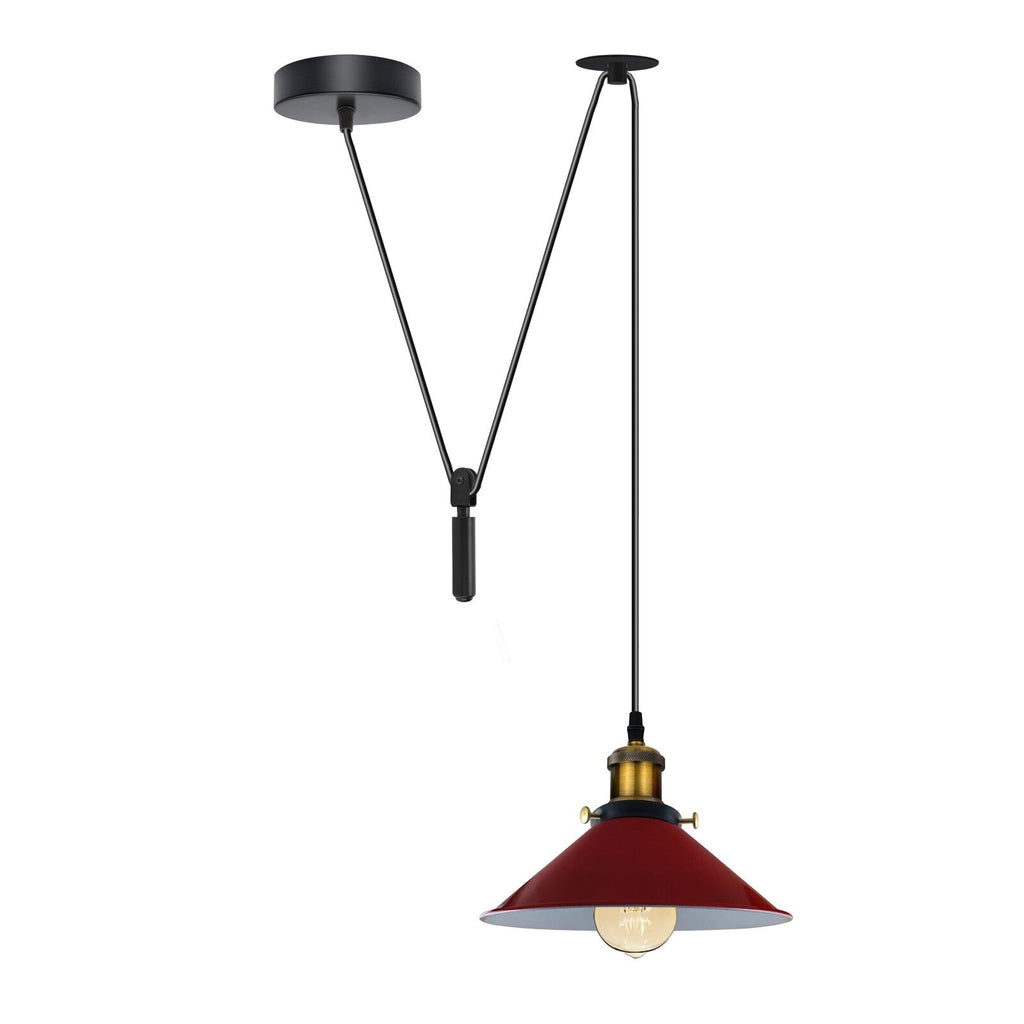 Retro Industrial LED Pendant Ceiling Light Fixture, Metal Shade, Dimmable E27