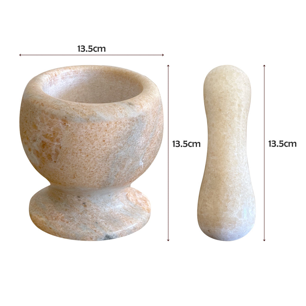 Elegant Natural Marble Mortar and Pestle Set for Herbs, Spices, and Garlic Grinding