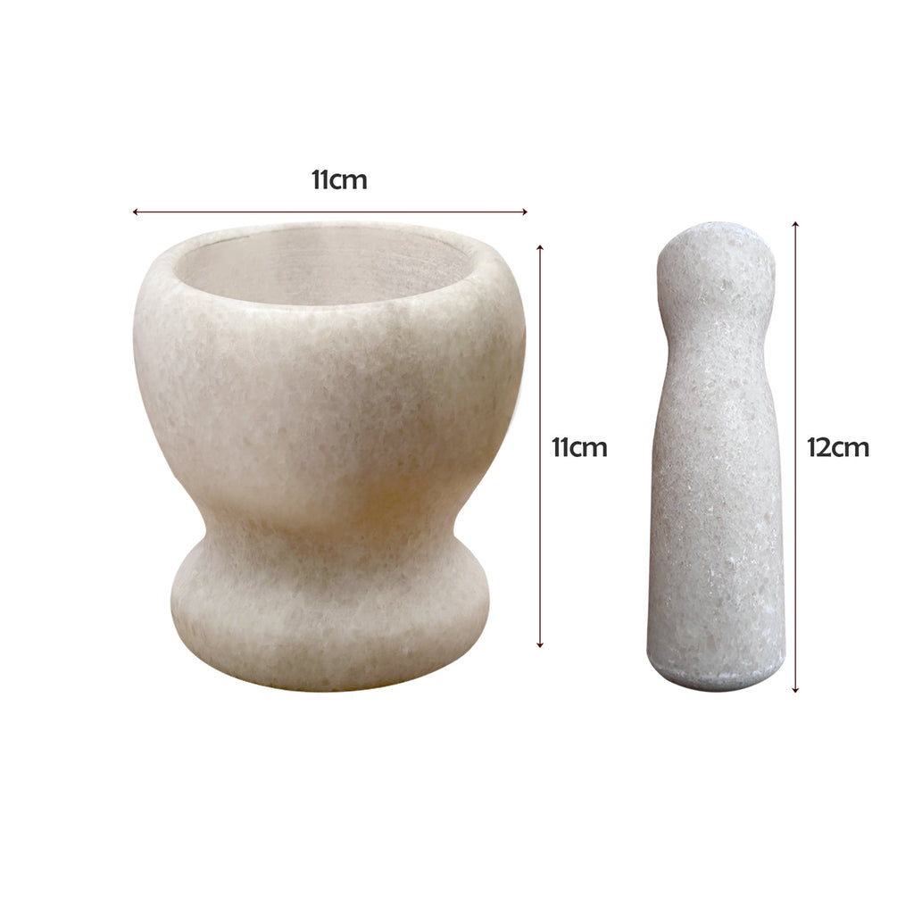 Premium Polished Marble Pestle and Mortar Set, Herb Crusher, Spice Grinder, Guacamole Bowl