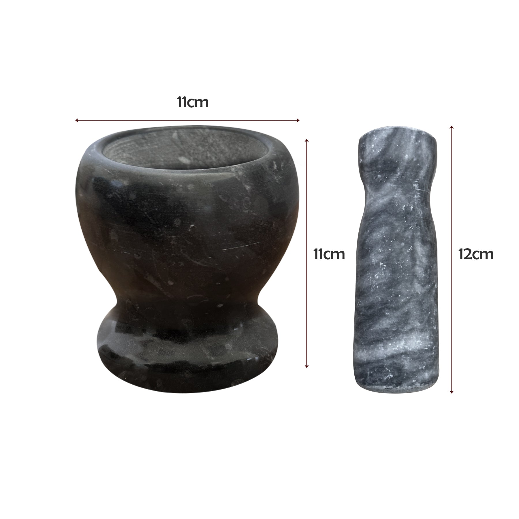 Premium Polished Marble Pestle and Mortar Set, Herb Crusher, Spice Grinder, Guacamole Bowl