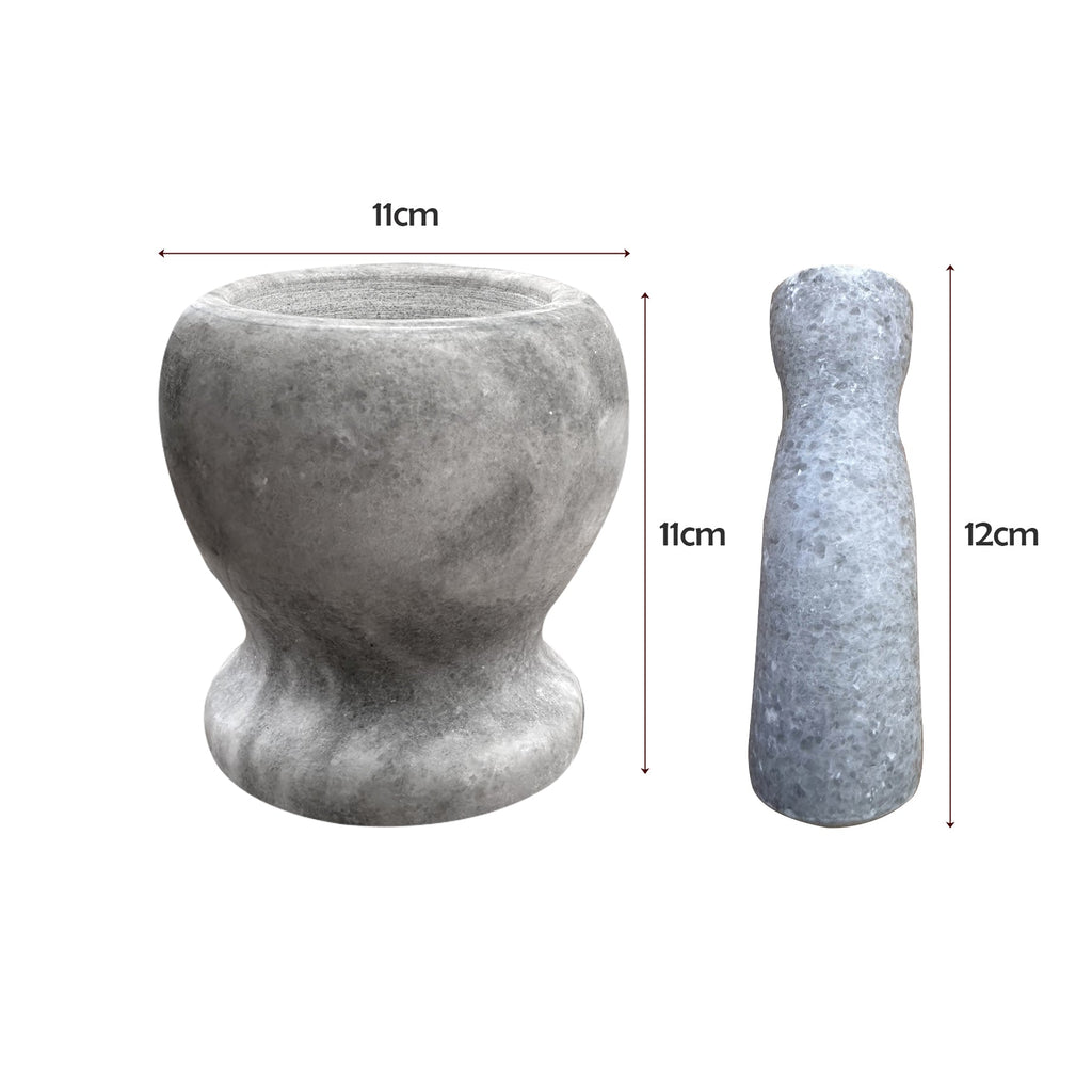 Premium Polished Marble Pestle and Mortar Set, Herb Crusher, Spice Grinder, Guacamole Bowl