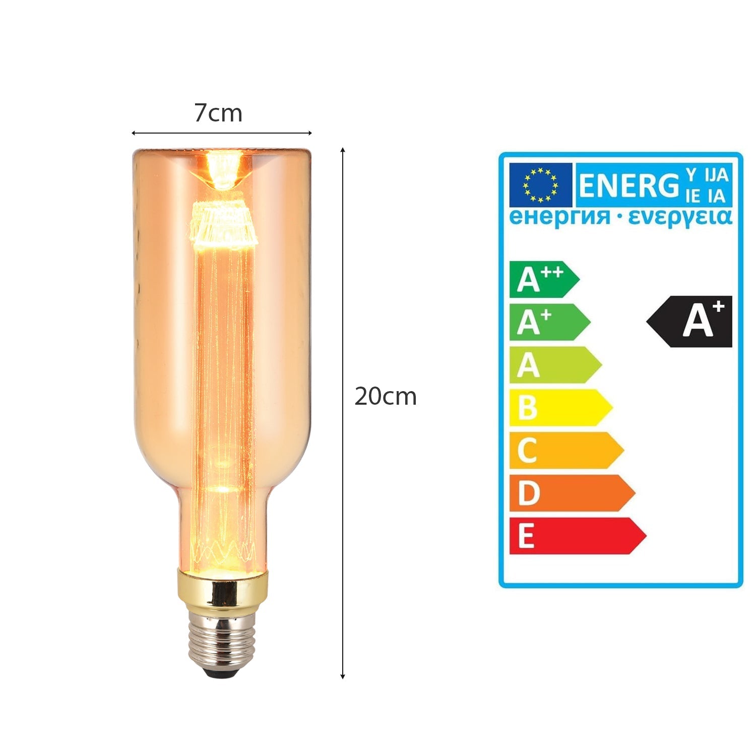 Vintage E27 LED Filament Light Bulb, 3W Non-Dimmable Decorative Screw Bulb