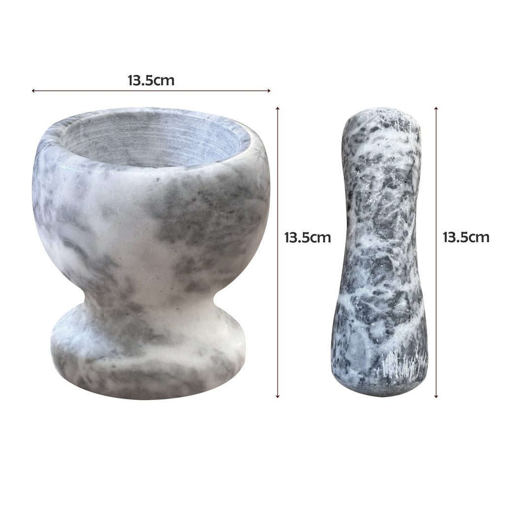 Elegant Natural Marble Mortar and Pestle Set for Herbs, Spices, and Garlic Grinding
