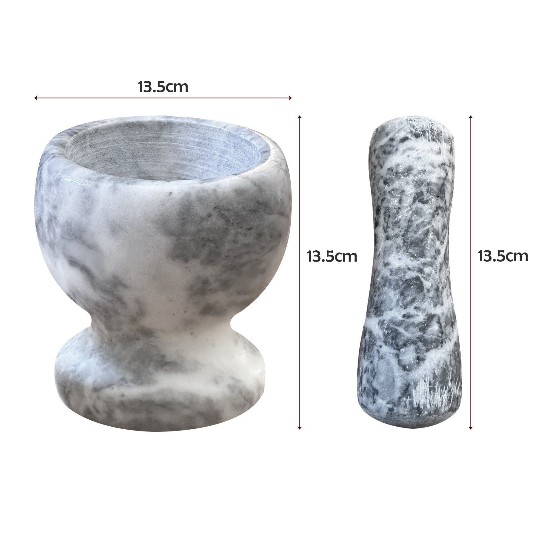 Elegant Natural Marble Mortar and Pestle Set for Herbs, Spices, and Garlic Grinding