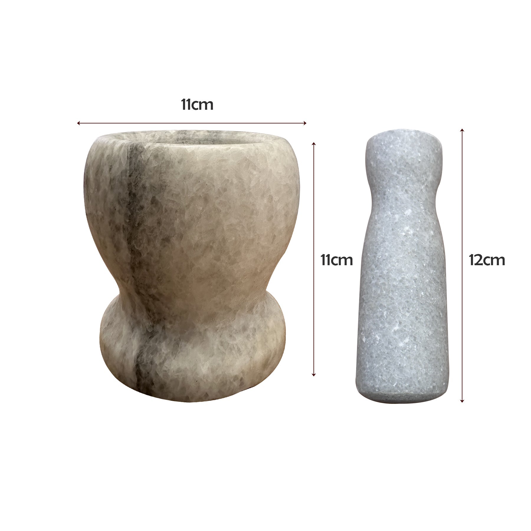 Premium Polished Marble Pestle and Mortar Set, Herb Crusher, Spice Grinder, Guacamole Bowl