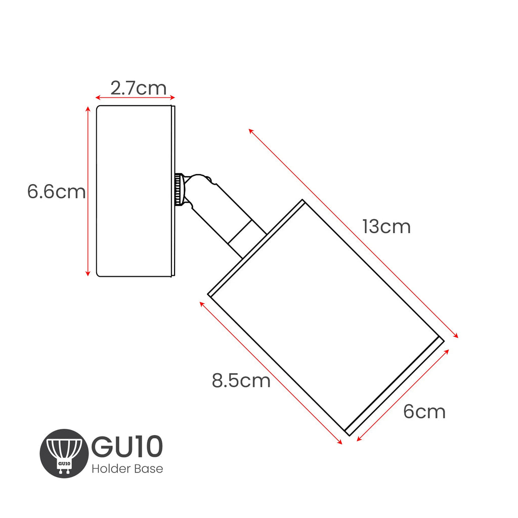 Adjustable Metal GU10 Wall Spotlight for 20mm Conduit System Industrial Lighting