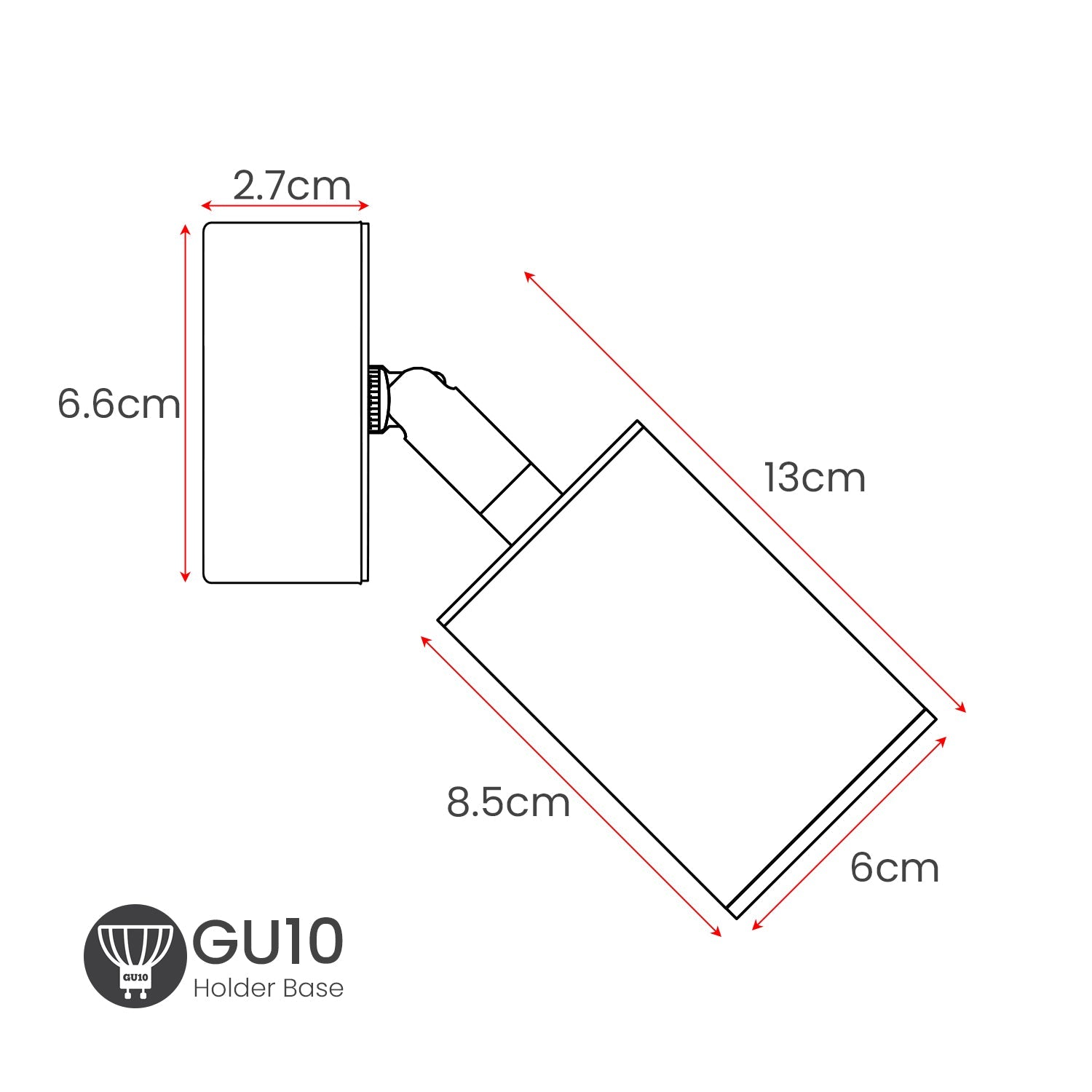 Adjustable Metal GU10 Wall Spotlight for 20mm Conduit System Industrial Lighting