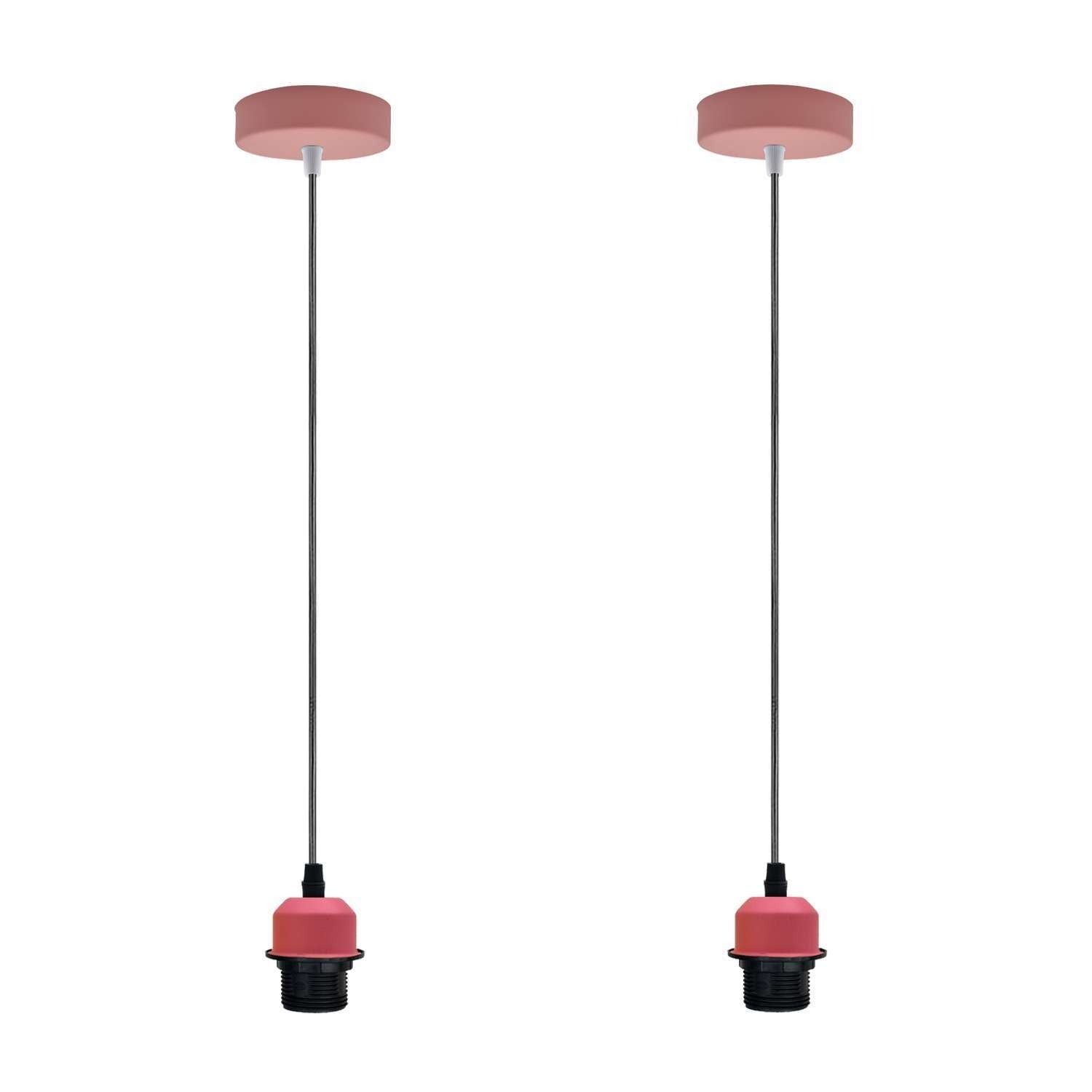 Chic Pink Metal Pendant Light Fixture with Adjustable Cable for E27 Bulbs