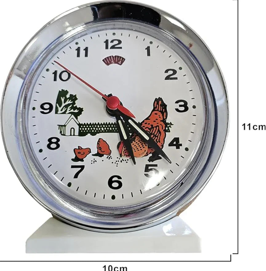 Charming Retro Animated Pecking Chicken Desk Alarm Clock with Gentle Nightlight