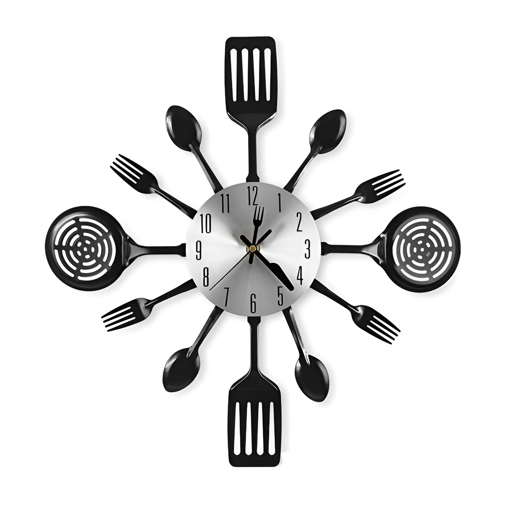 Creative Stainless Steel Kitchen Wall Clock with Forks and Spoons