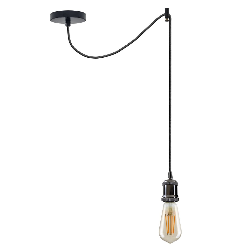 Adjustable Industrial Spider Ceiling Pendant, Long Fabric Cable with E27 Socket