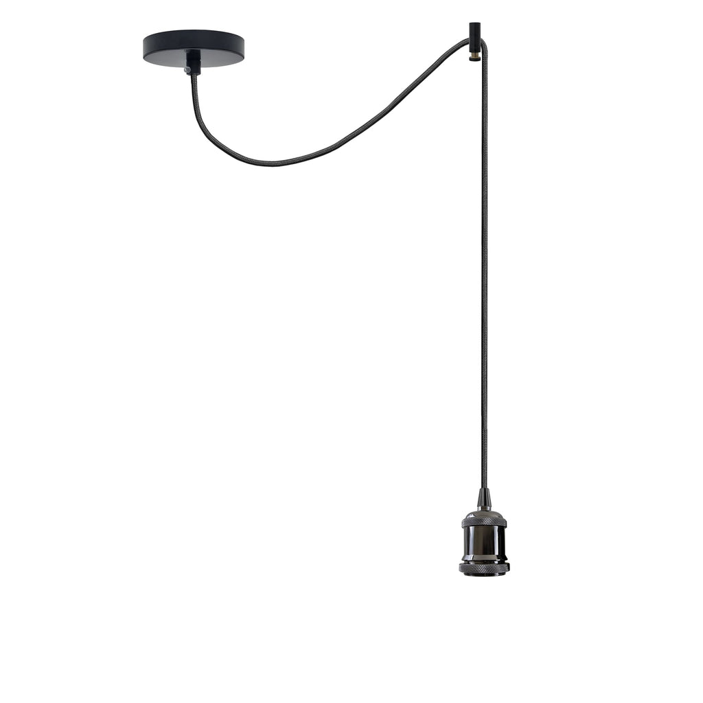 Adjustable Industrial Spider Ceiling Pendant, Long Fabric Cable with E27 Socket