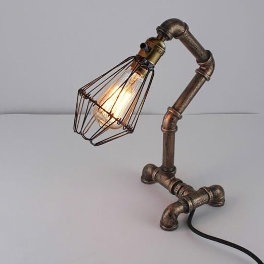 Steampunk Water Pipe Desk Lamp Retro Plugin Lighting ~6091