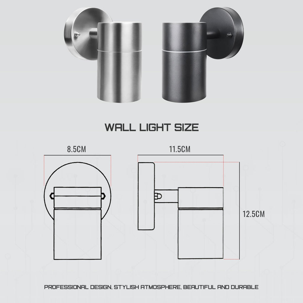 Modern IP44 Stainless Steel Downlight GU10 Outdoor Wall Security Light