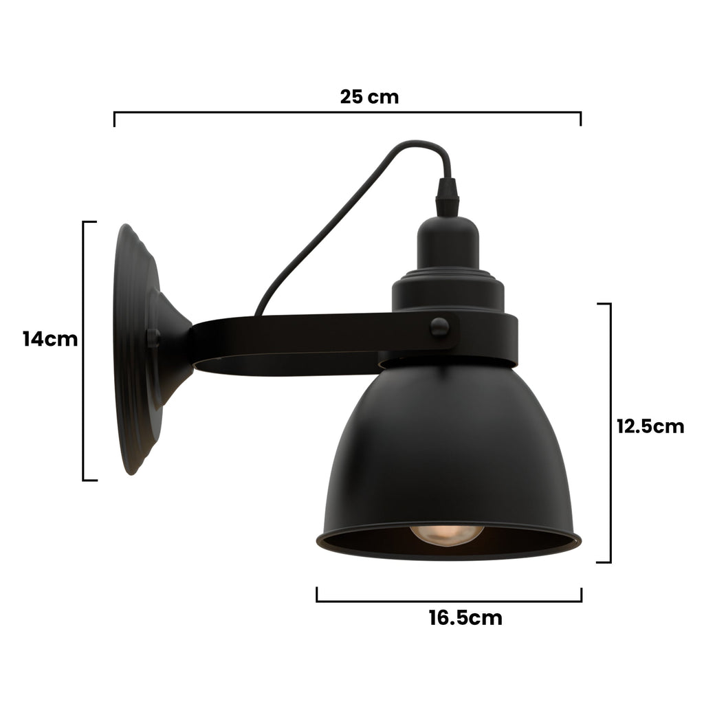 Industrial Bell Shade Dimmable Wall Sconce Light, Metal Retro Downwards Contemporary Fixture