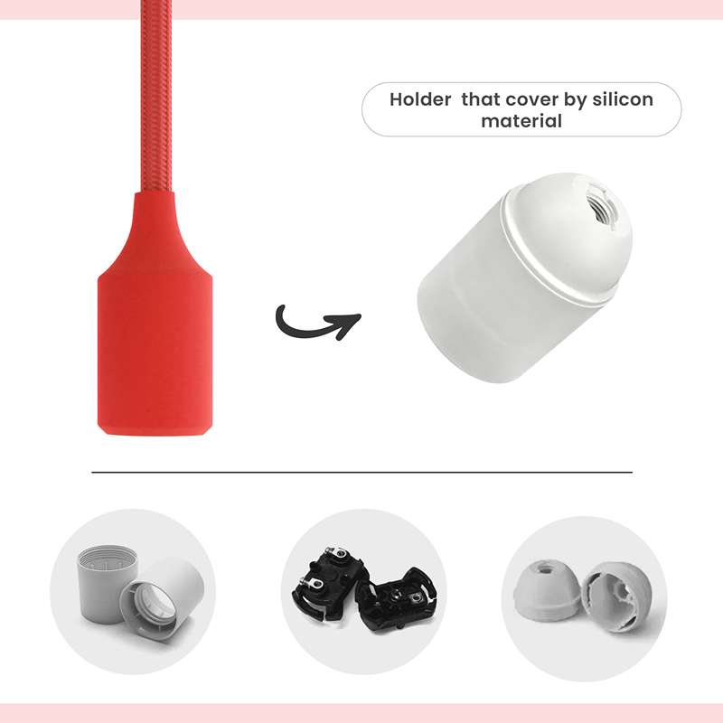 Adjustable E27 Pendant Light Holder Kit, 2M Cable, Multi-Color Design