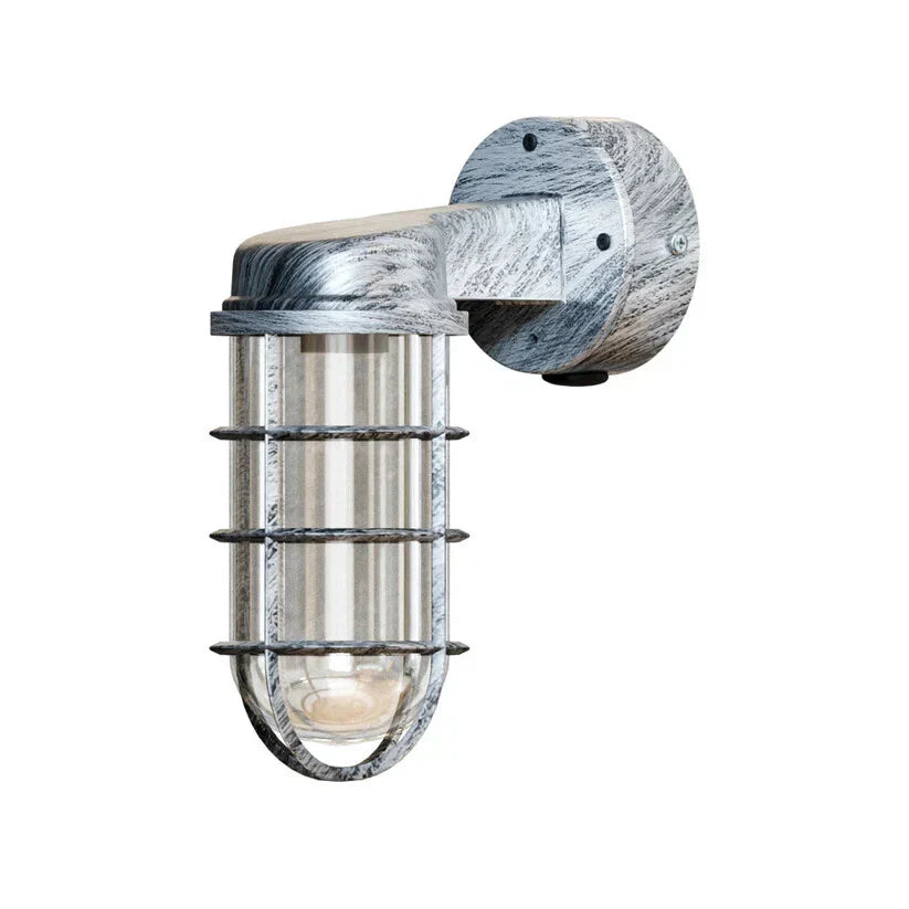 Industrial Bunker Bulkhead Cage Wall Sconce Light Fixture, Weatherproof Outdoor Metal Lamp