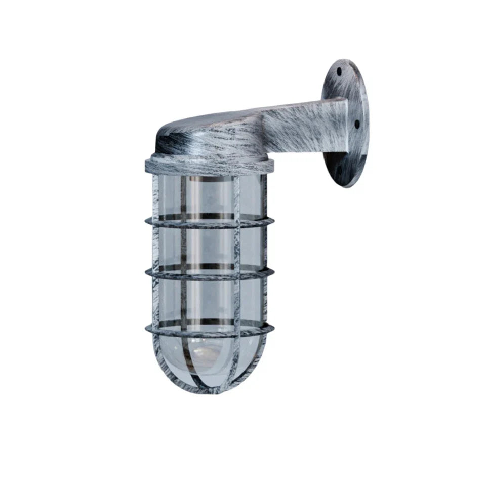 Industrial Bunker Bulkhead Cage Wall Sconce Light Fixture, Weatherproof Outdoor Metal Lamp