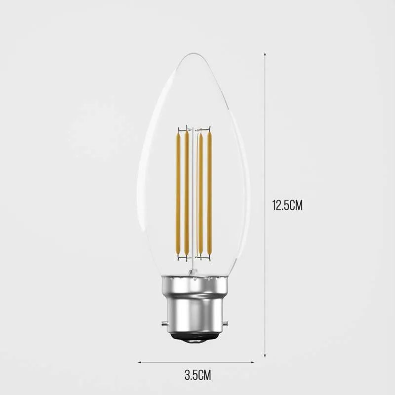 Energy-Efficient B22 LED Filament Candle Bulbs, Warm/Cool White, Long Lifespan