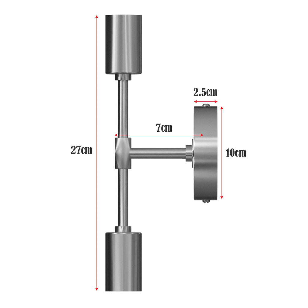 Modern Industrial Dual Bulb E27 Wall/Ceiling Light Fixture, Metal Finish