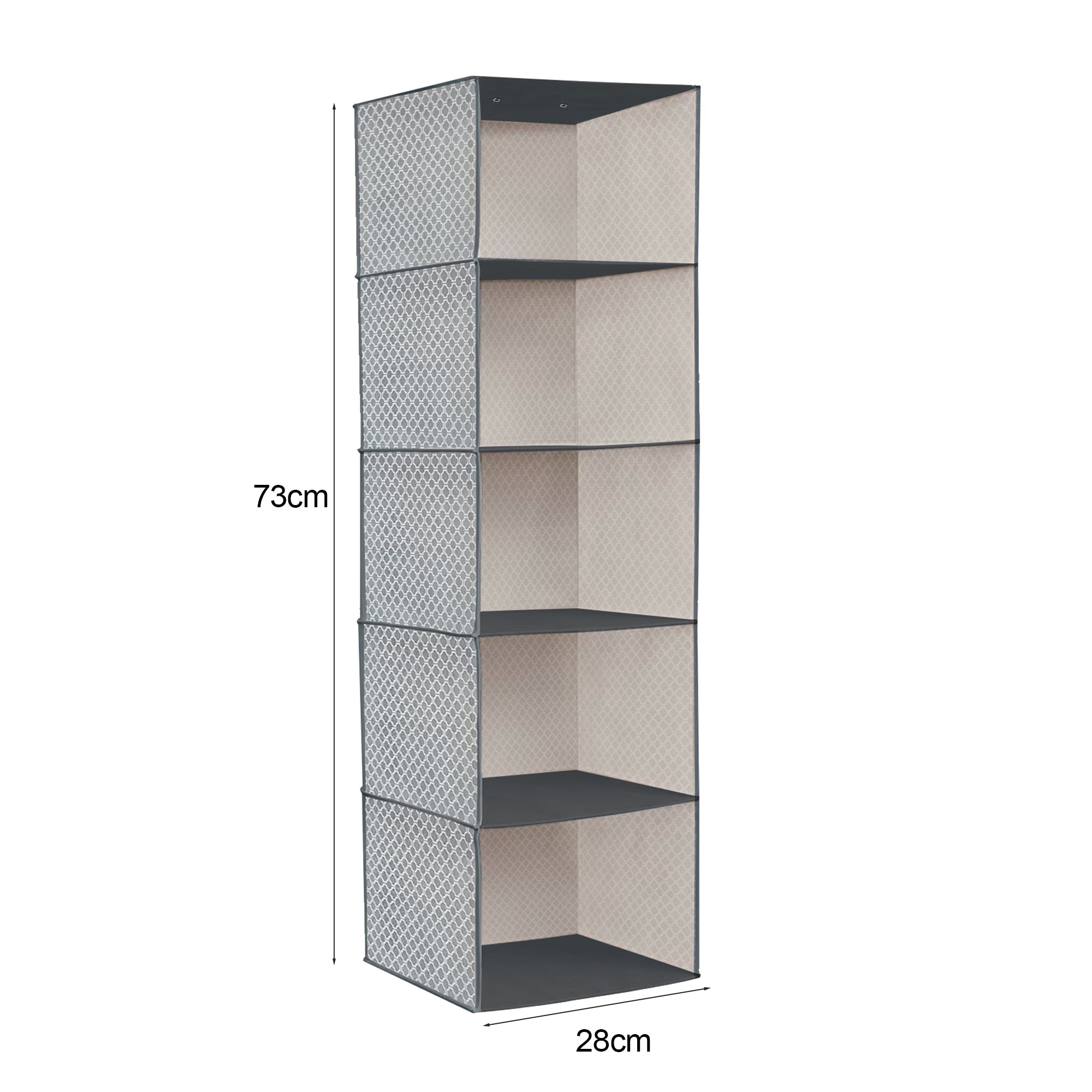 5-Shelf Fabric Hanging Closet Organizer Wardrobe Storage Unit Clothes Shelves