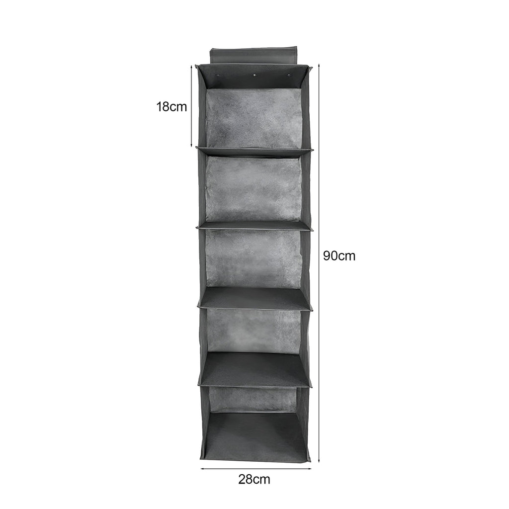 5-Shelf Fabric Hanging Closet Organizer Wardrobe Storage Unit Clothes Shelves