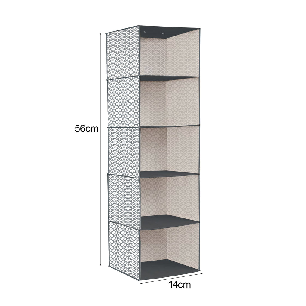 5-Shelf Fabric Hanging Closet Organizer Wardrobe Storage Unit Clothes Shelves