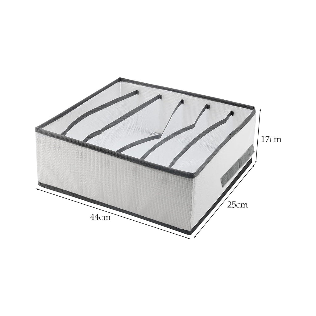 2-Pack Foldable Fabric Closet Drawer Organizers, 6-Grid Clothes Storage Boxes, Space-Saving Solution