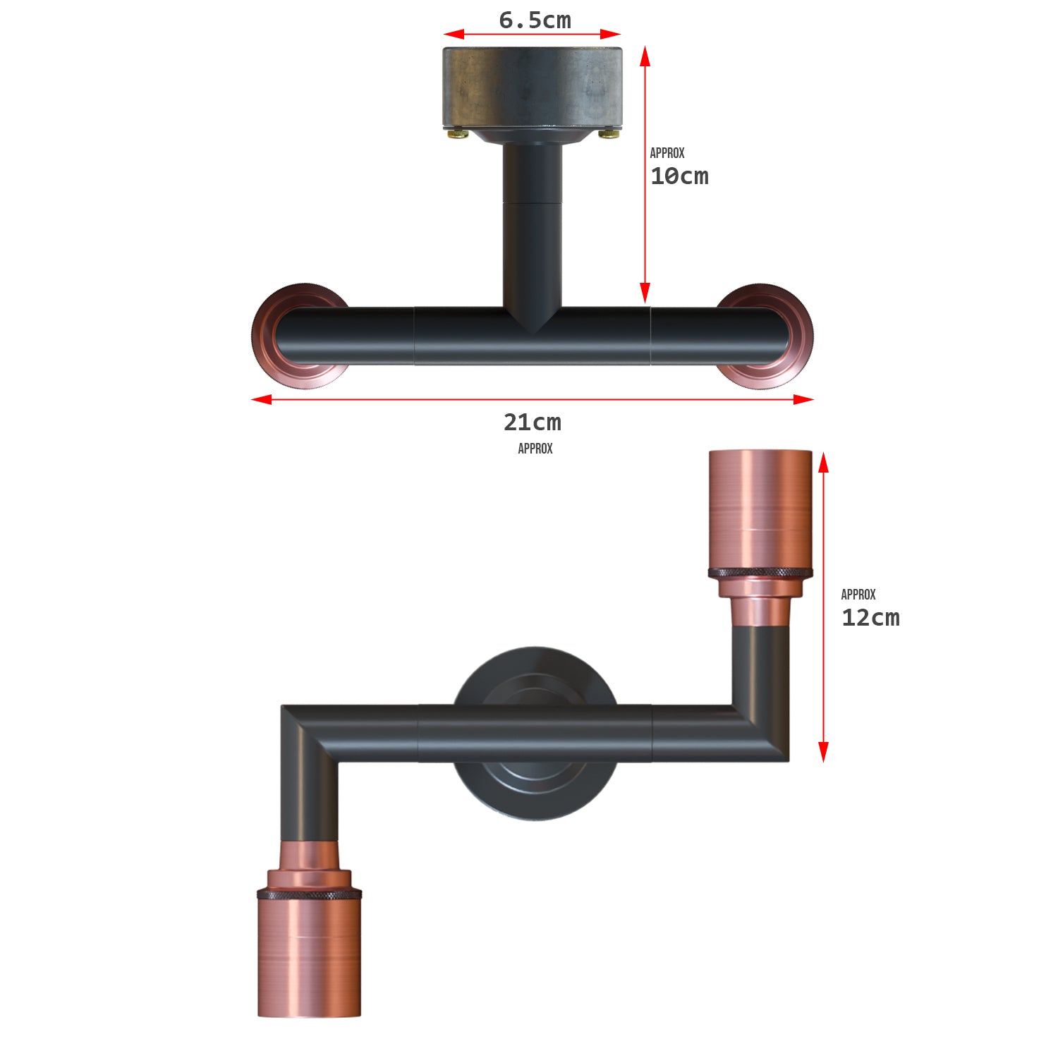 Industrial Conduit Pipe 2way Light Wall Lamp kit ~5702