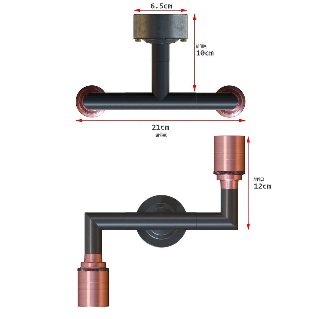 Industrial Metal Conduit Pipe Double Wall Sconce Light Kit E27
