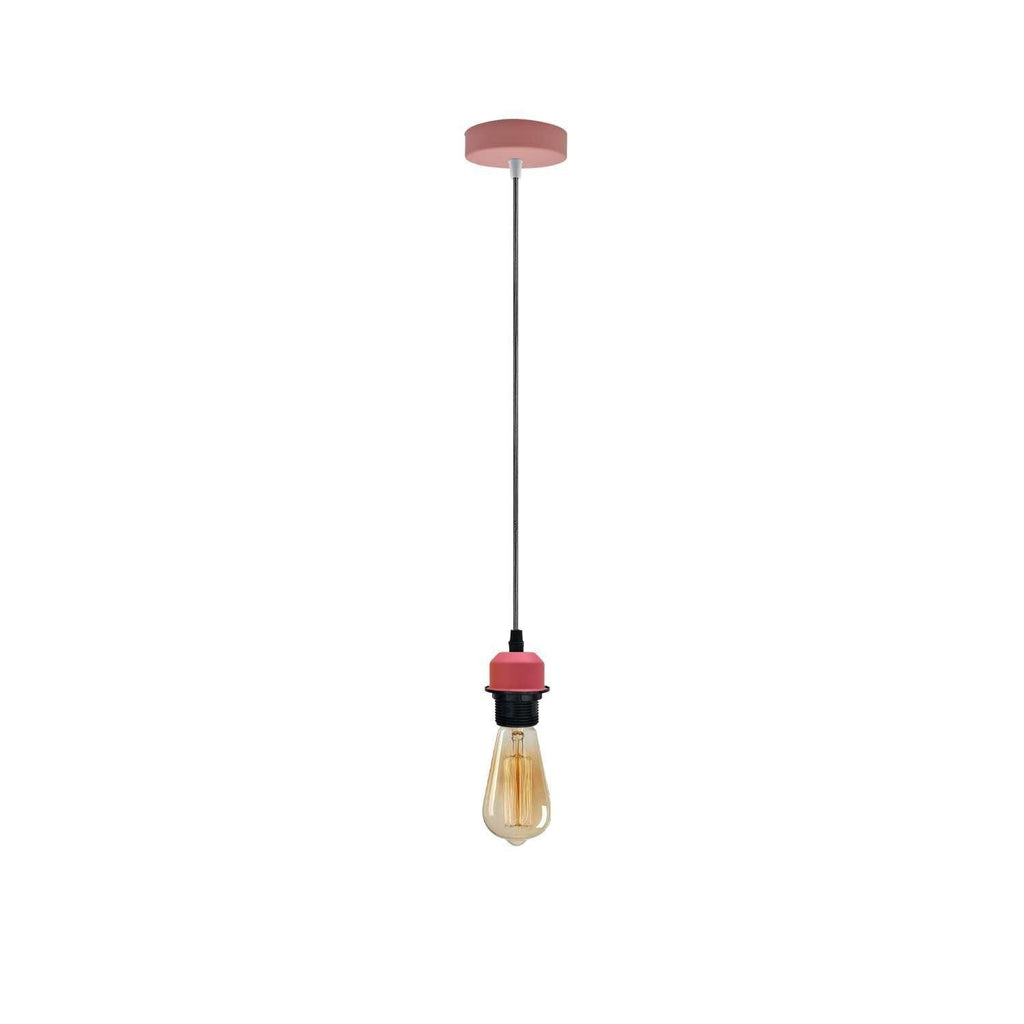 Chic Pink Metal Pendant Light Fixture with Adjustable Cable for E27 Bulbs
