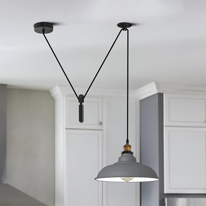 Adjustable Pulley System Industrial Pendant Light, Single Head E27 Modern Decor