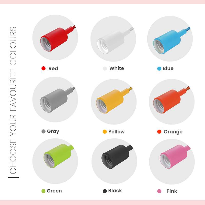 Adjustable E27 Pendant Light Holder Kit, 2M Cable, Multi-Color Design